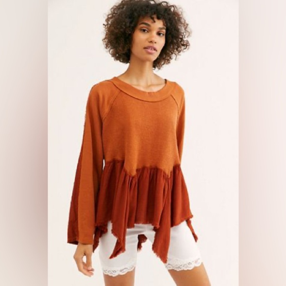 Free People Gold Duster Top - Burnt Orange size Medium